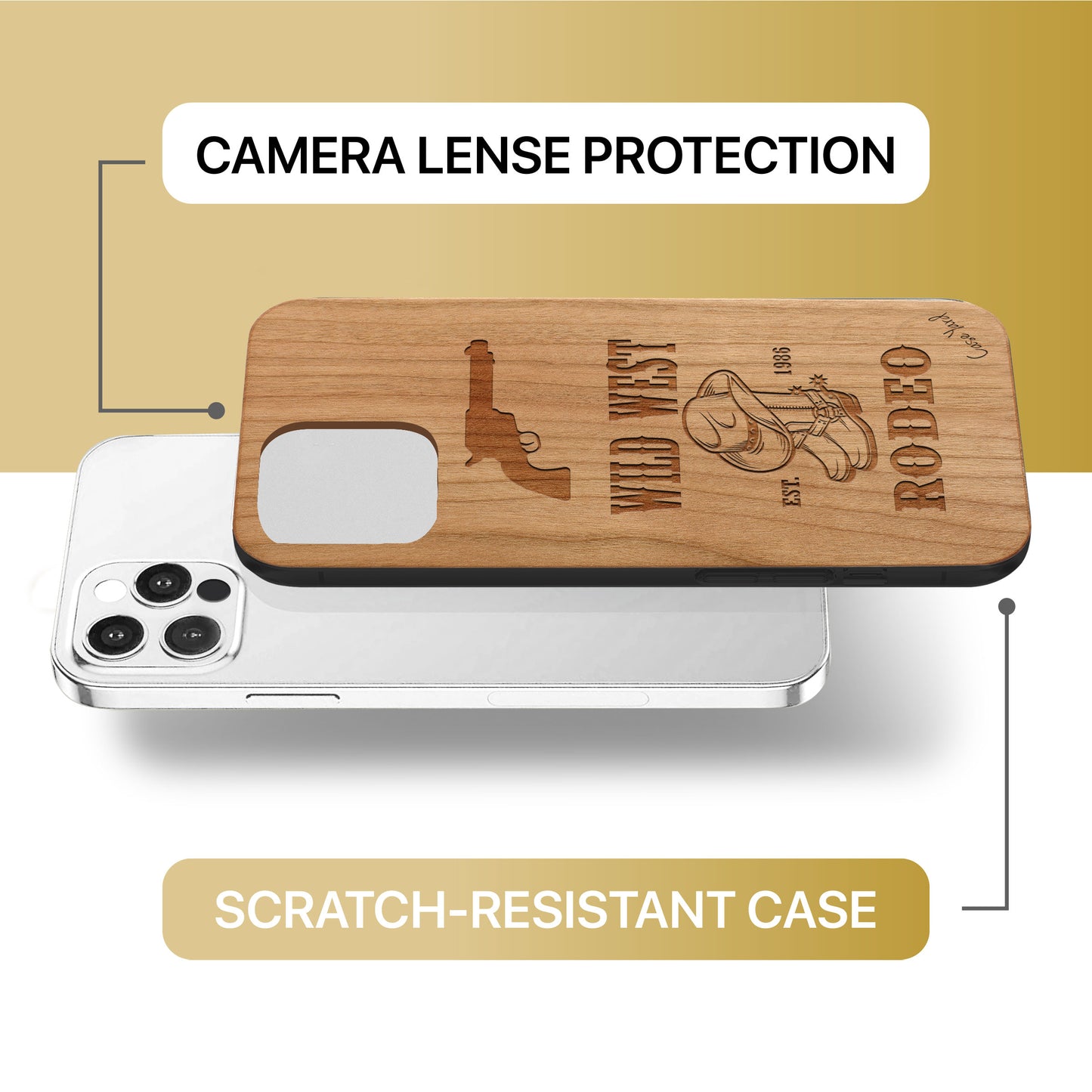 Wild West Rodeo Wooden Laser Engraved Phone Case for iPhone