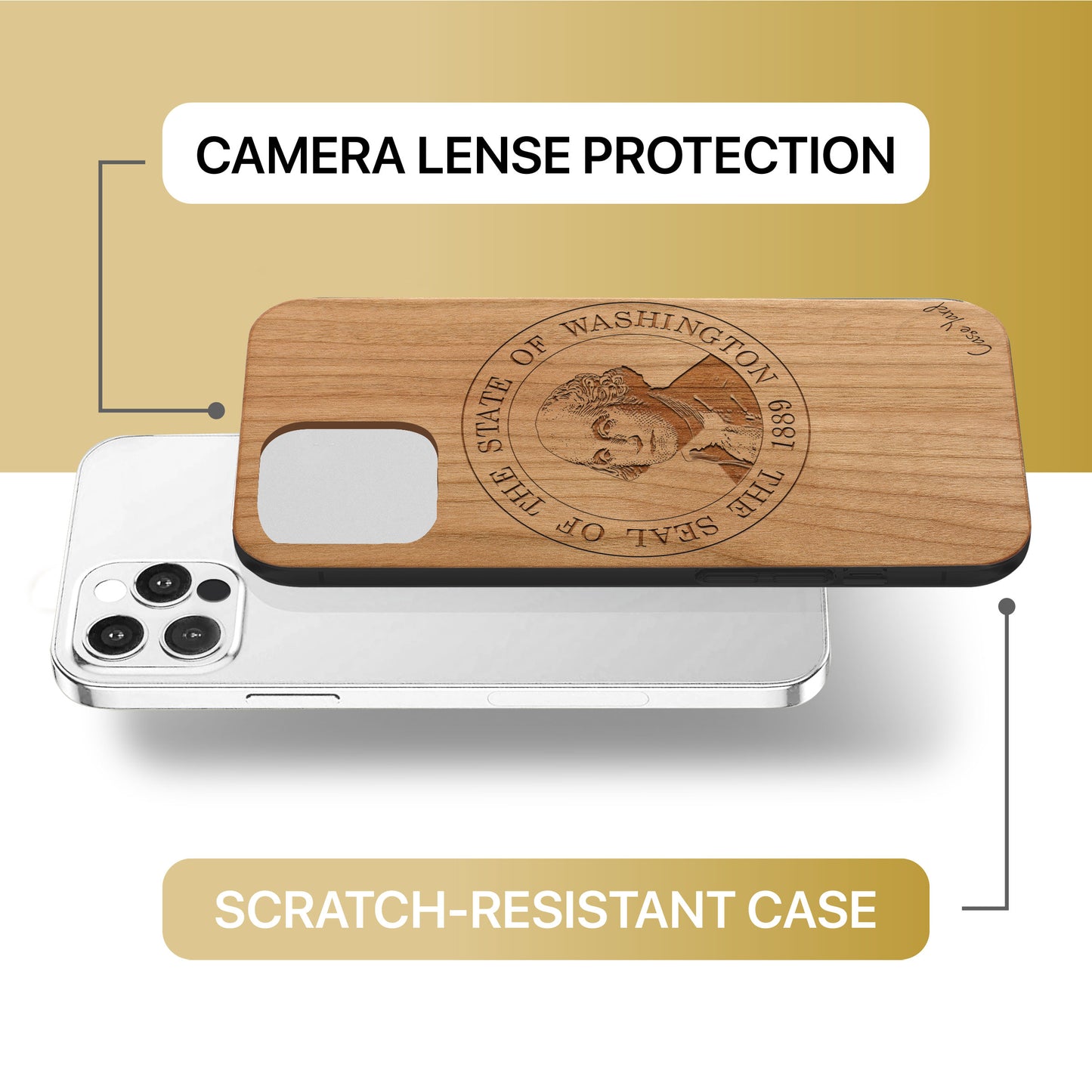 Washington Seal Wooden Laser Engraved Phone Case for iPhone
