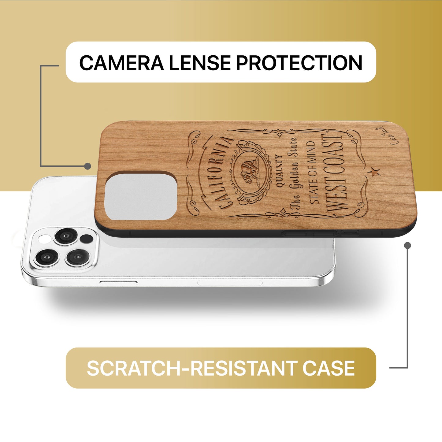 West Coast Wooden Laser Engraved Phone Case for iPhone