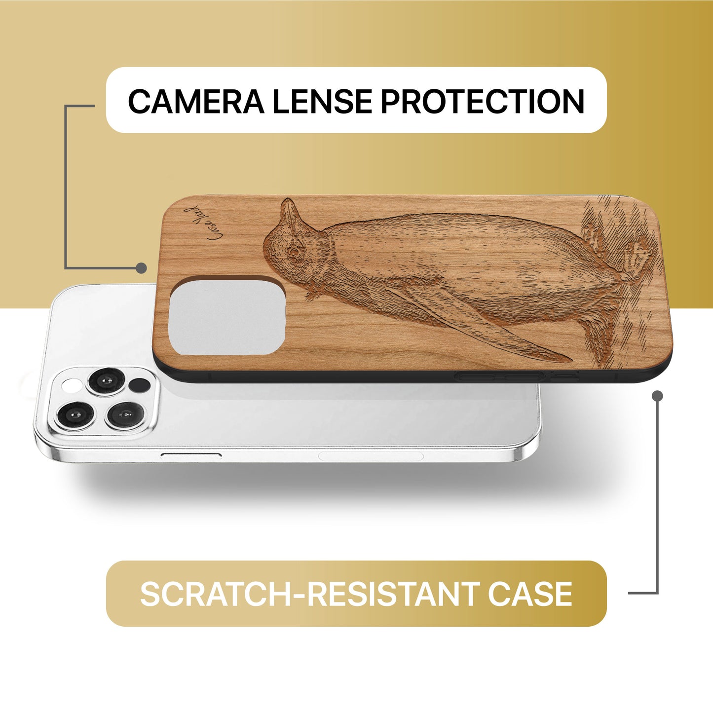 Antarctic Penguin Wooden Laser Engraved Phone Case for iPhone & Samsung Phones