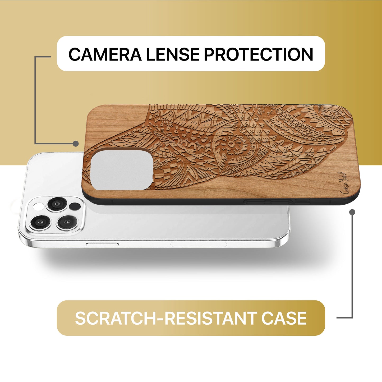 Pug Face Wooden Laser Engraved Phone Case for iPhone