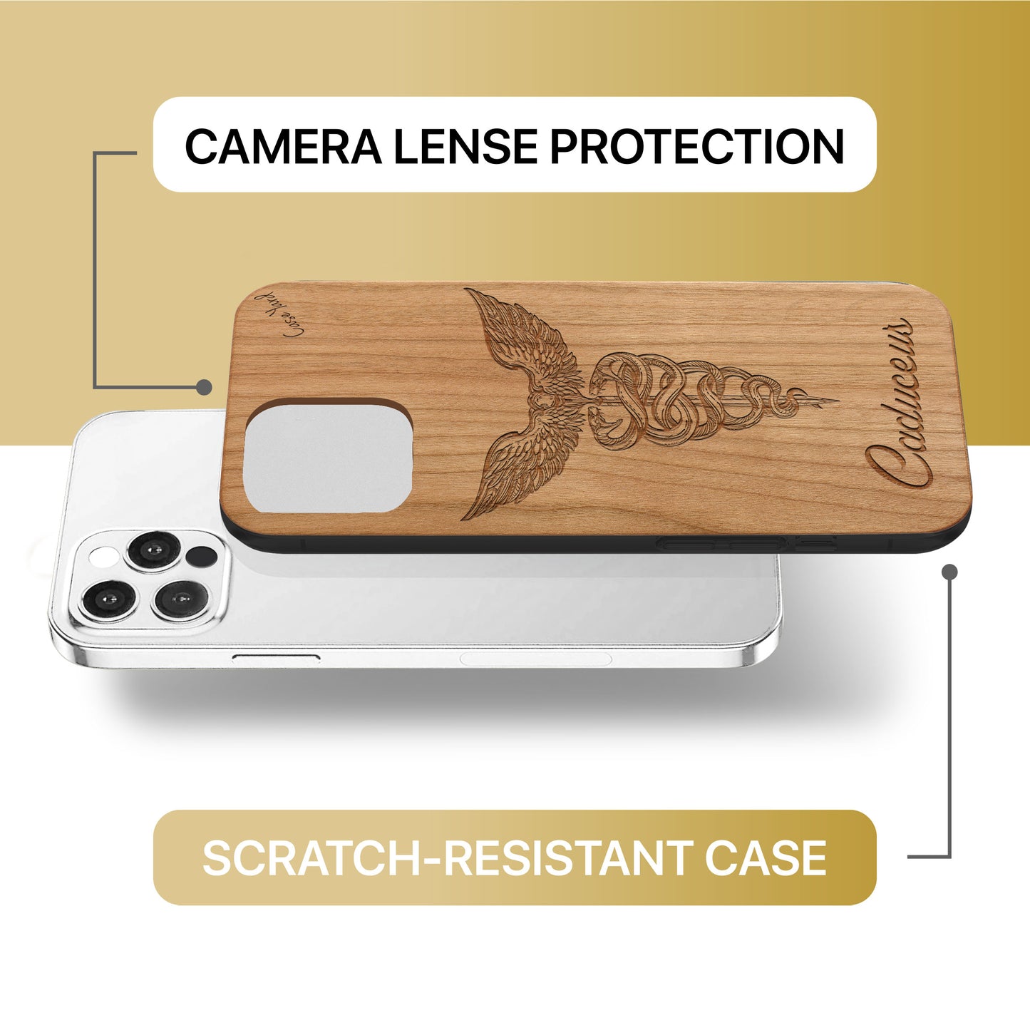 Mercury Wooden Laser Engraved Phone Case for iPhone