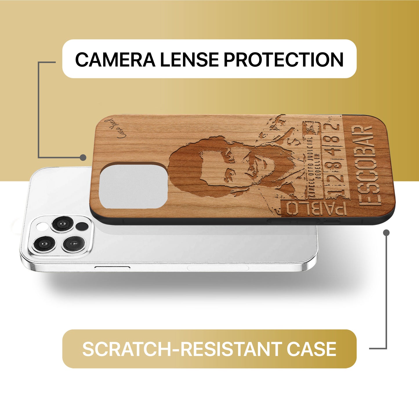 Pablo Escobar Mugshot Wooden Laser Engraved Phone Case for iPhone