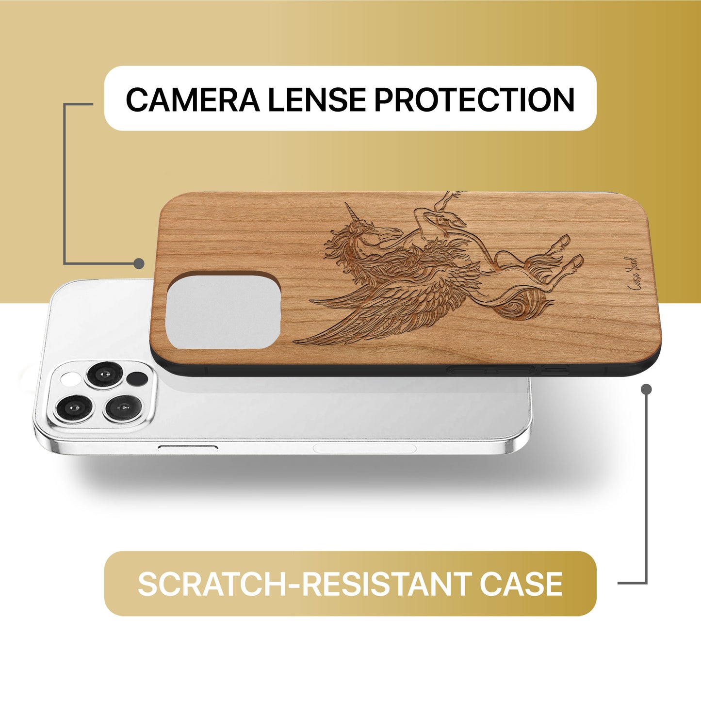 Pegasus Wooden Laser Engraved Phone Case for iPhone