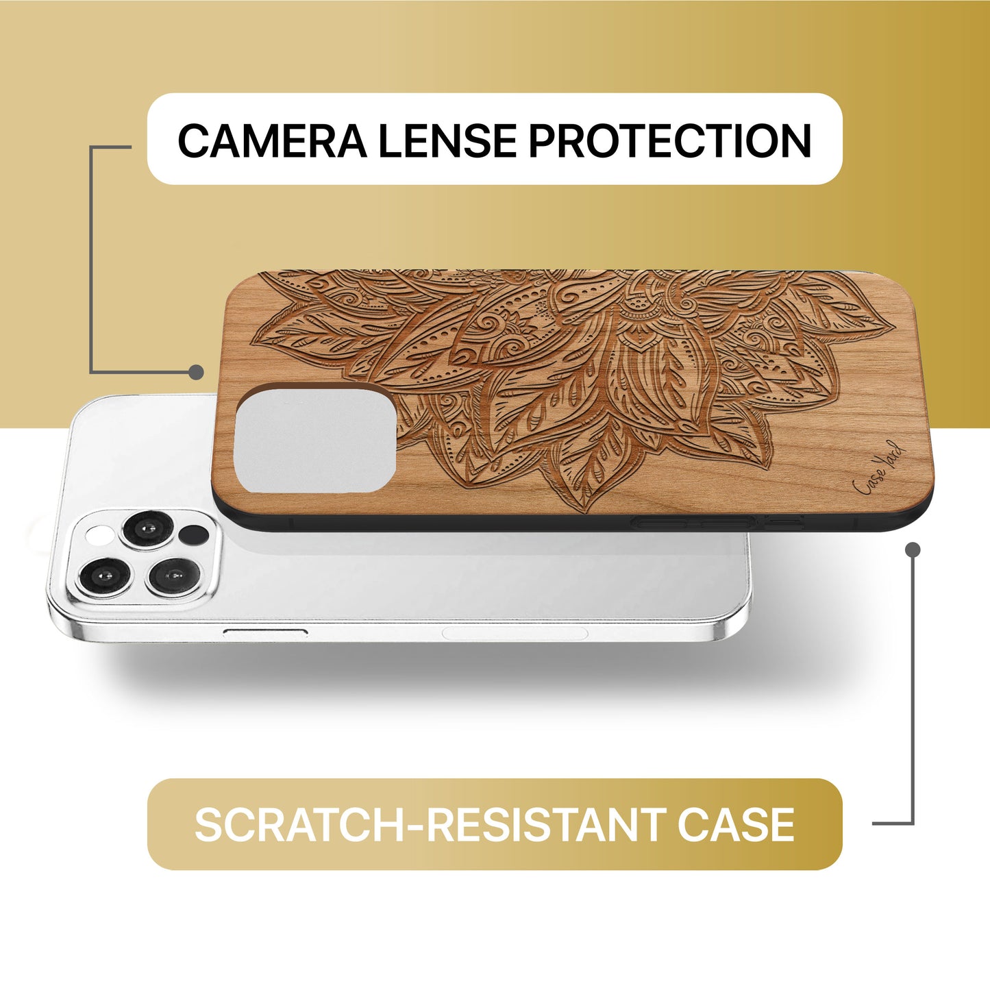 Lotus Flower Wooden Laser Engraved Phone Case for iPhone