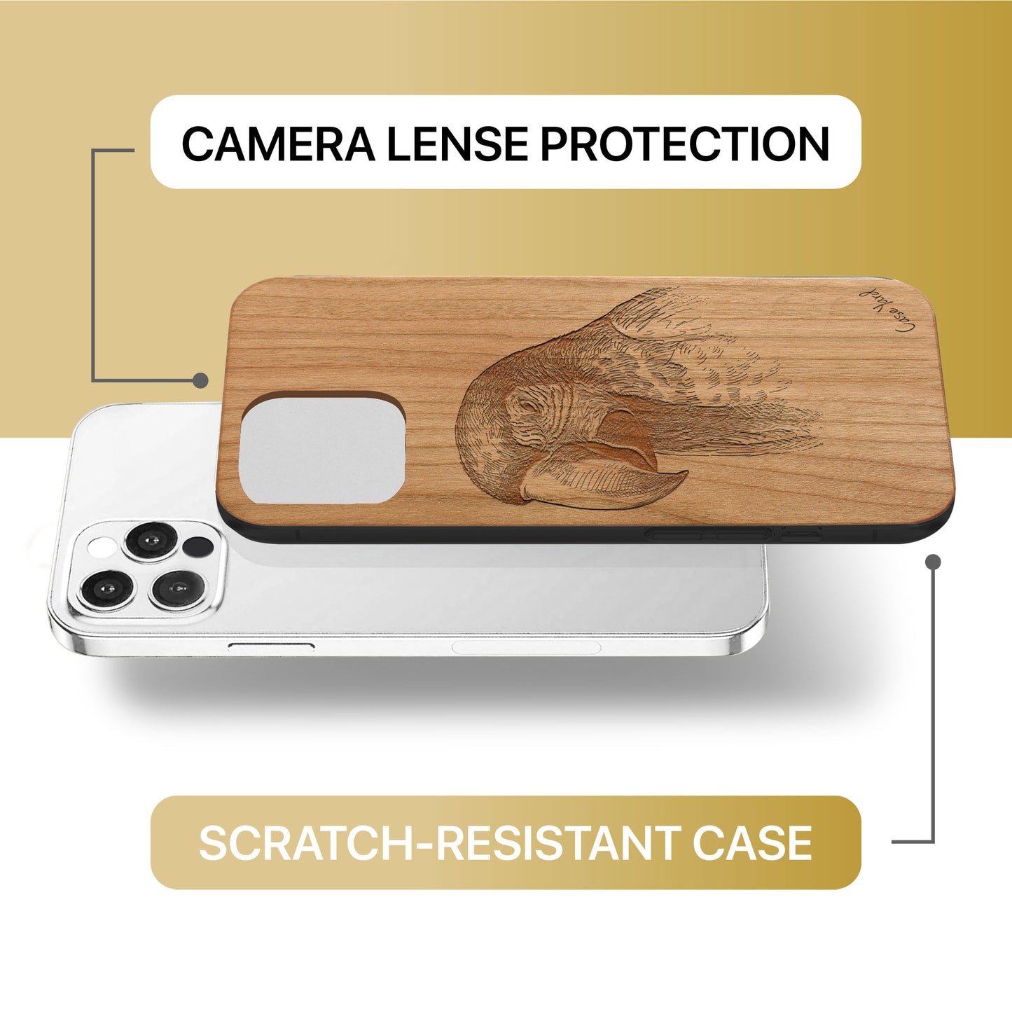 Macaw Wooden Laser Engraved Phone Case for iPhone