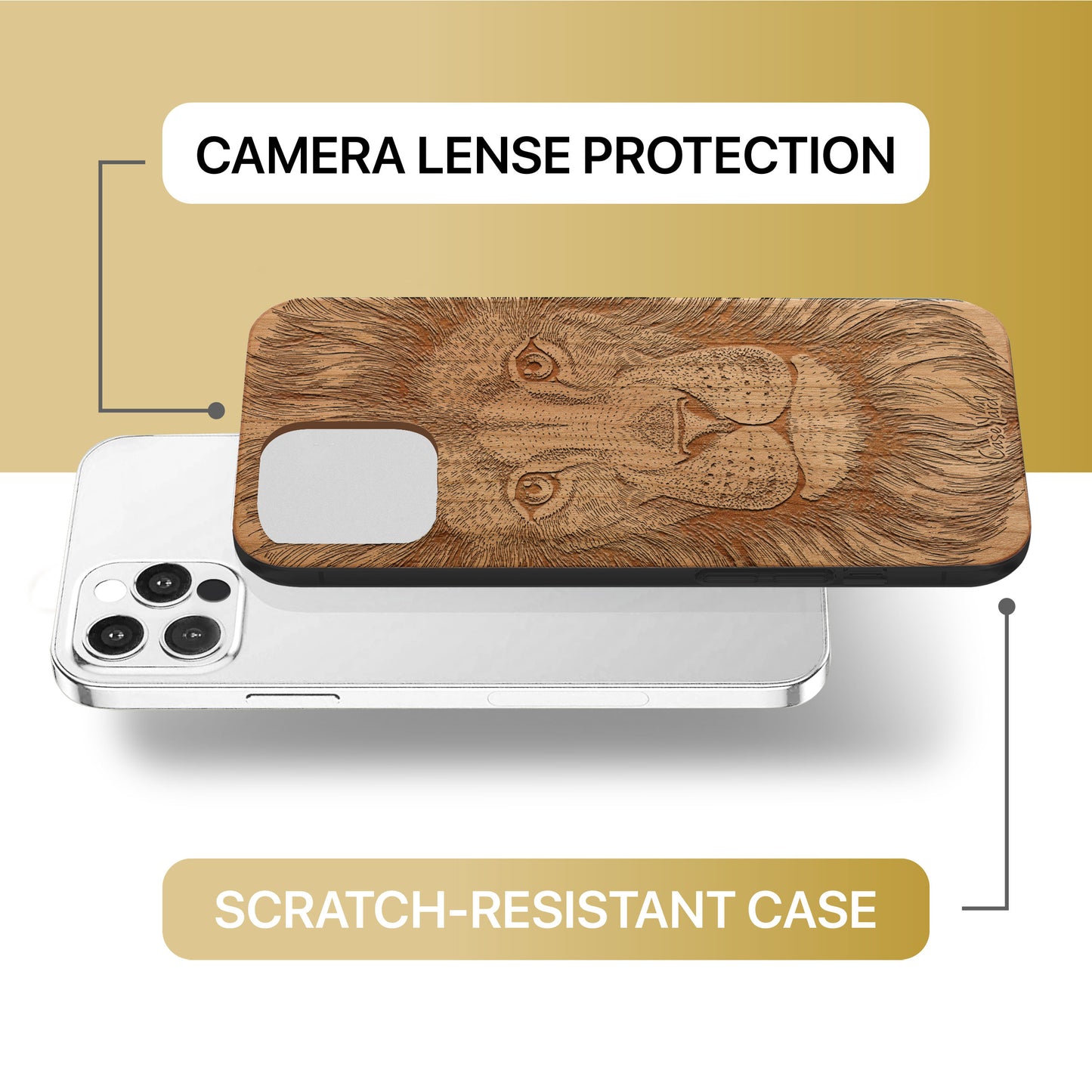 Wooden Cell Phone Case Cover, Laser Engraved case for iPhone & Samsung phone Great Lion Design