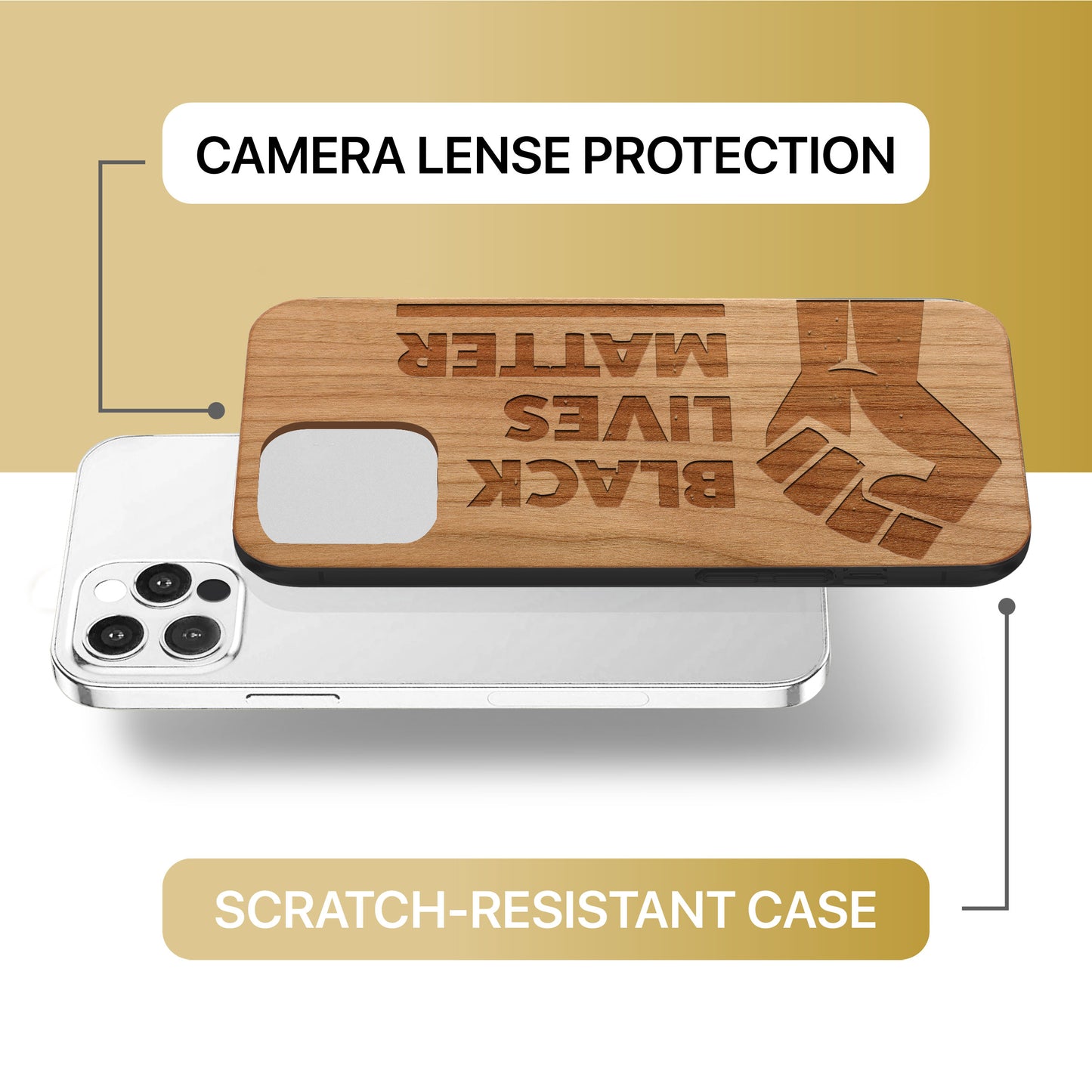 Black Lives Matter Wooden Laser Engraved Phone Case for iPhone & Samsung Phones