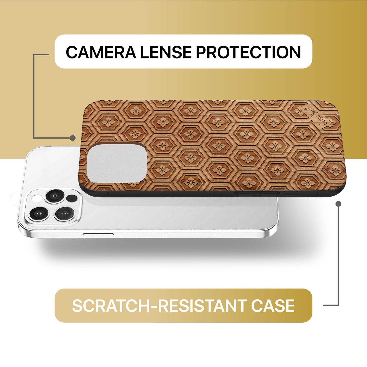 Japanese Pattern Wooden Laser Engraved Phone Case for iPhone