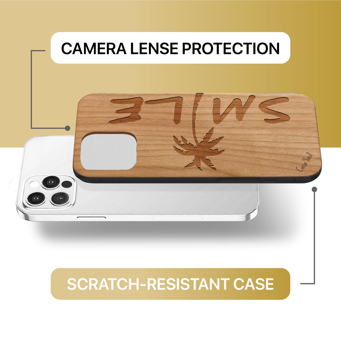 Smile Palm Wooden Laser Engraved Phone Case for iPhone