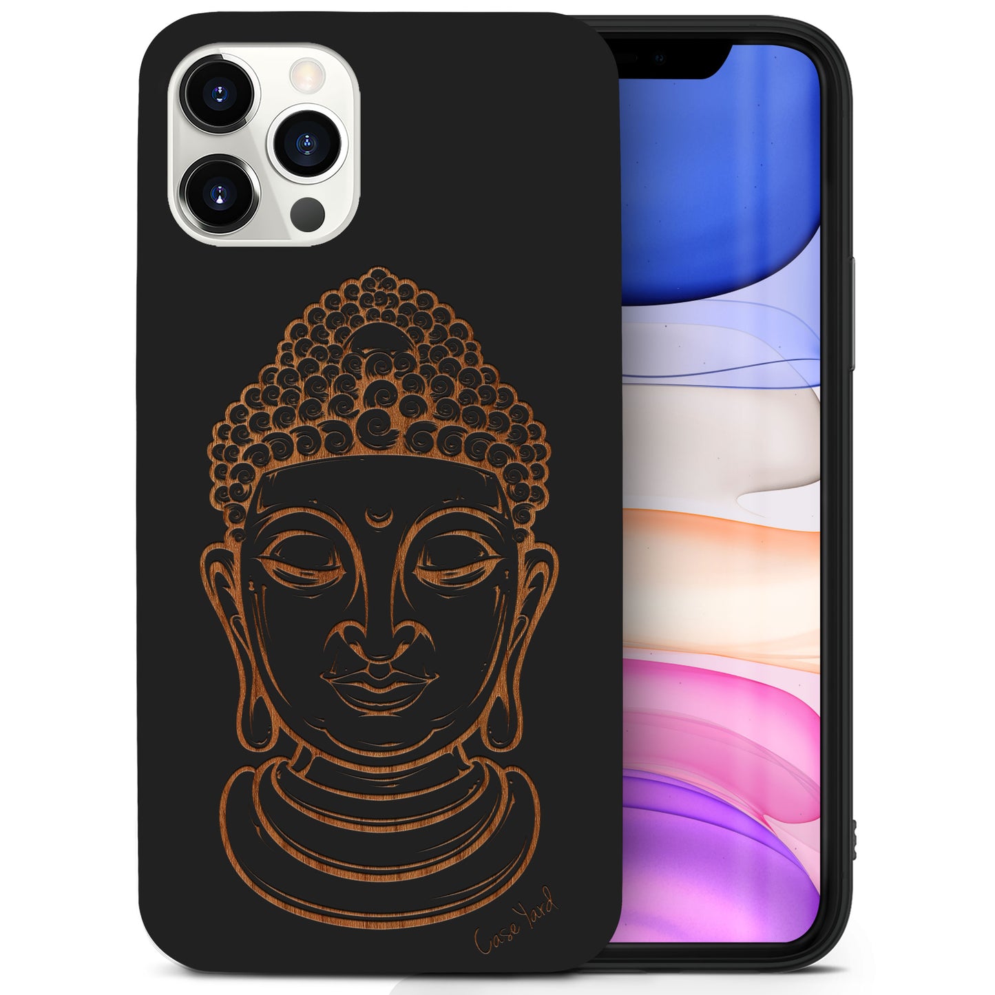 Wooden Cell Phone Case Cover, Laser Engraved case for iPhone & Samsung phone Buddha Head Design