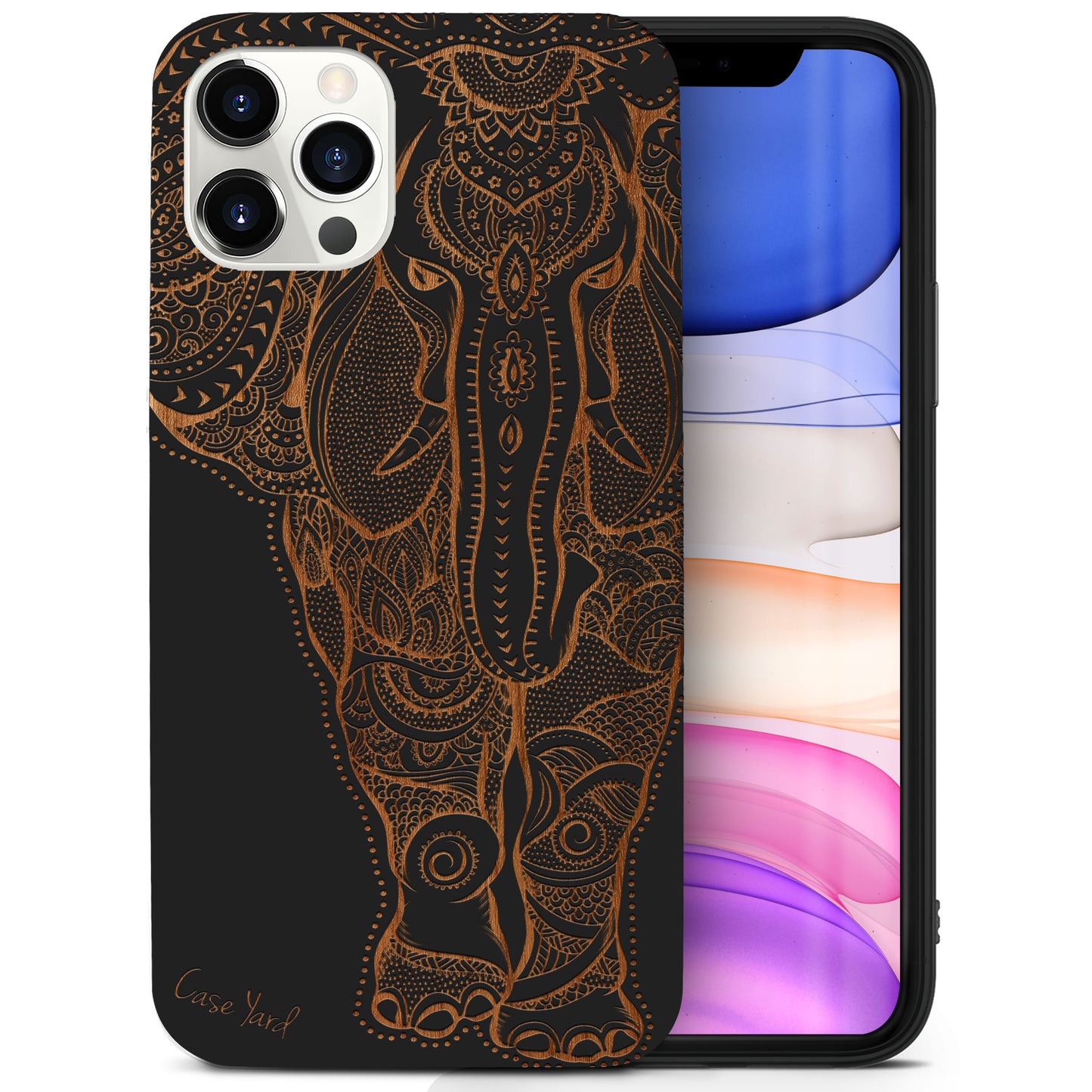 Wooden Cell Phone Case Cover, Laser Engraved case for iPhone & Samsung phone Indian Elephant Big Design