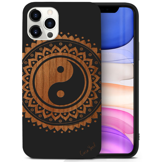 YingYang Mandala Wooden Laser Engraved Phone Case for iPhone