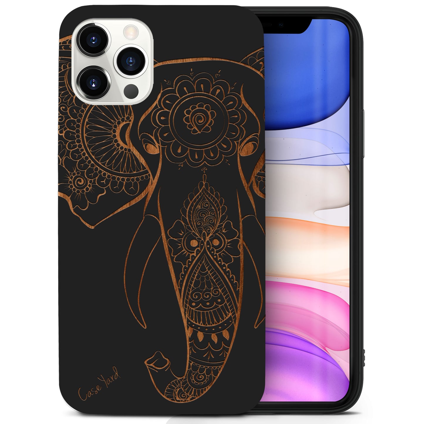 Elephant Hannah Head Wood Wooden Laser Engraved Phone Case for iPhone