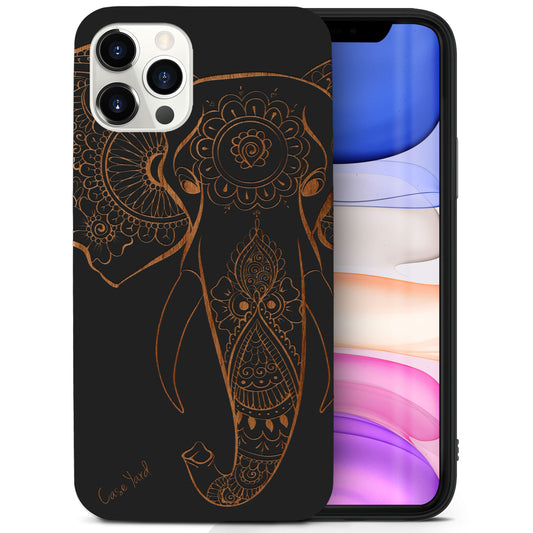 Wooden Cell Phone Case Cover, Laser Engraved case for iPhone & Samsung phone Elephant Hannah Head Wood Design