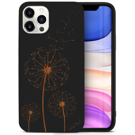 Wooden Cell Phone Case Cover, Laser Engraved case for iPhone & Samsung phone Dandelion Design