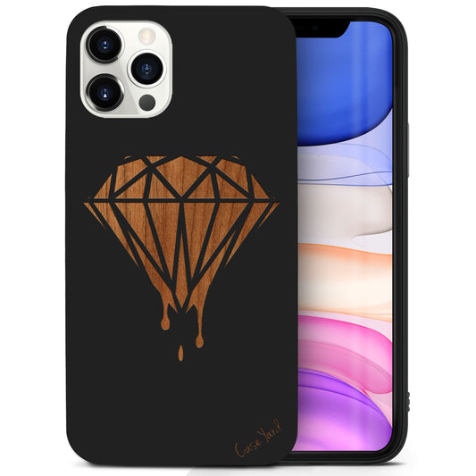 Wooden Cell Phone Case Cover, Laser Engraved case for iPhone & Samsung phone Dripping Diamond Design