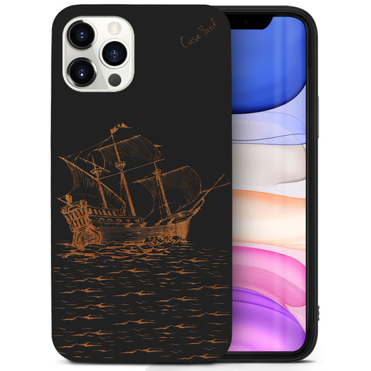 Wooden Cell Phone Case Cover, Laser Engraved case for iPhone & Samsung phone Sail Boat Design