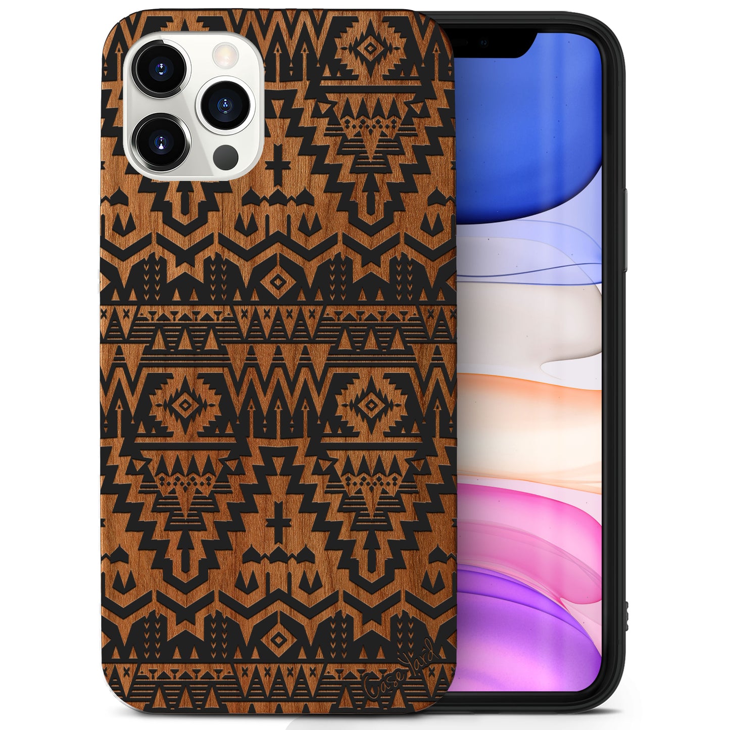 Carpet Pattern Wooden Laser Engraved Phone Case for iPhone & Samsung Phones