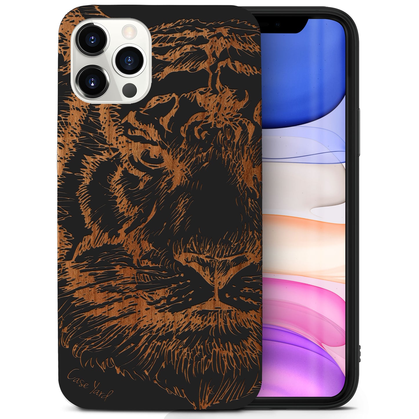 Tiger Sketch Wooden Laser Engraved Phone Case for iPhone