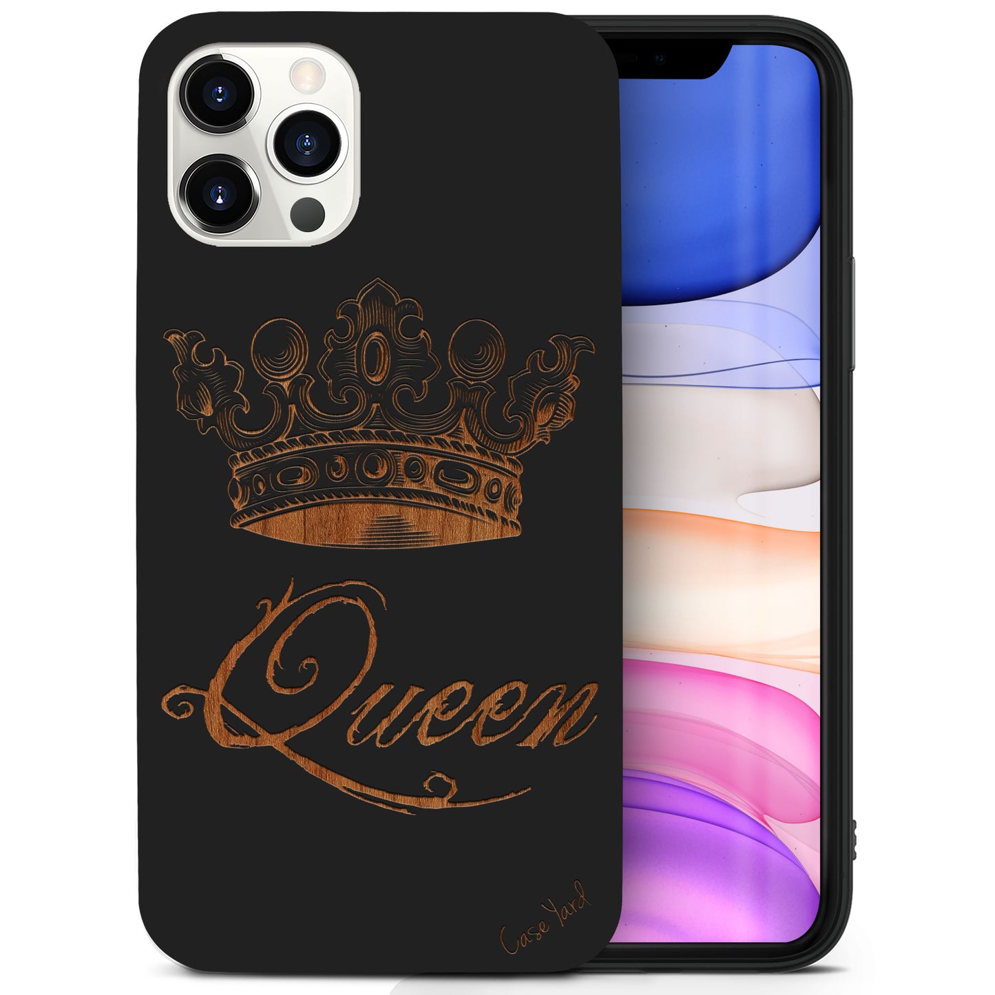 Wooden Cell Phone Case Cover, Laser Engraved case for iPhone & Samsung phone Queen Crown Design