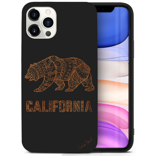 California Grizzly Wooden Laser Engraved Phone Case for iPhone & Samsung Phones
