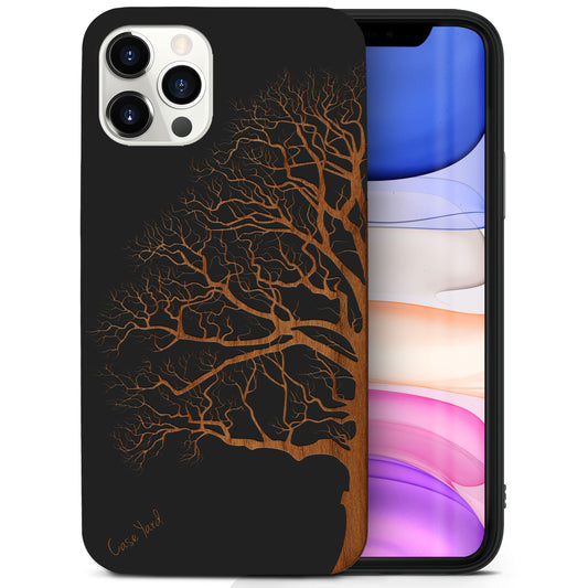 Wooden Cell Phone Case Cover, Laser Engraved case for iPhone & Samsung phone Half Tree Wood Design
