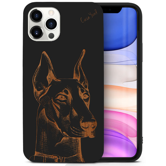 Doberman Wooden Laser Engraved Phone Case