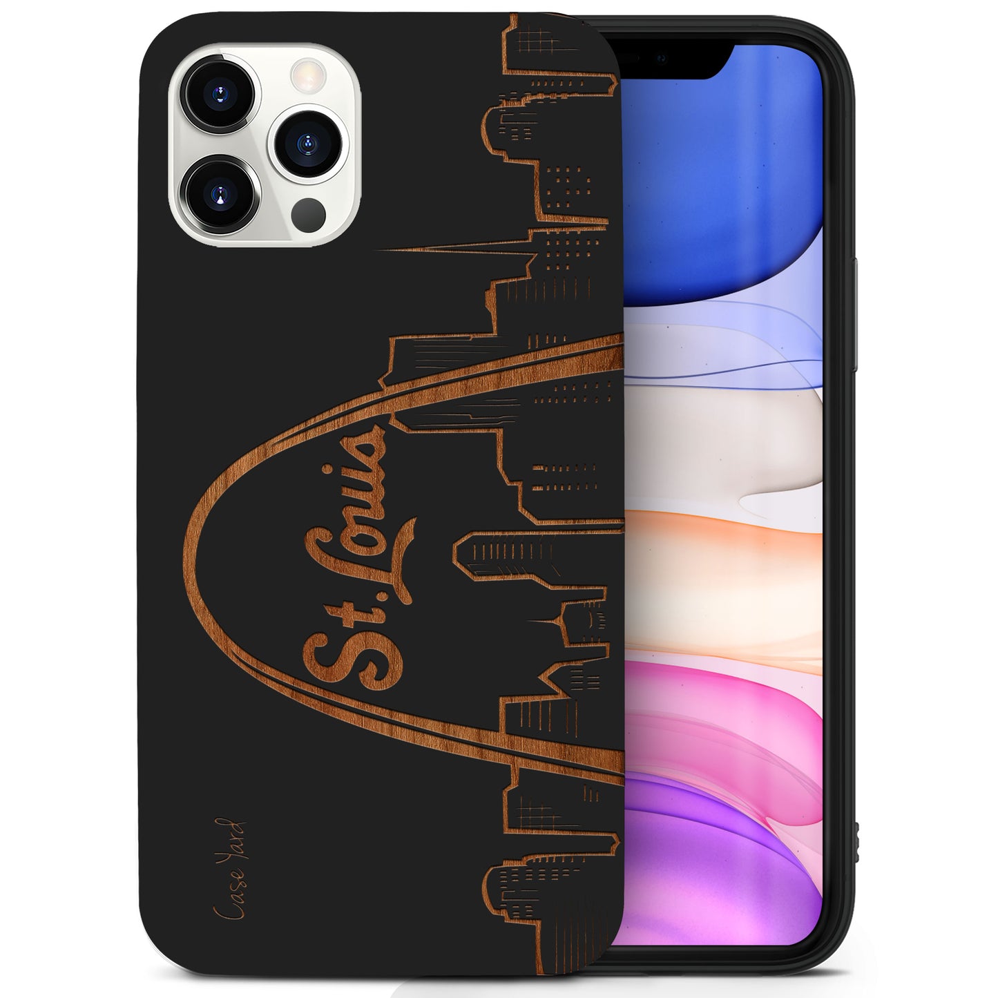 Wooden Cell Phone Case Cover, Laser Engraved case for iPhone & Samsung phone St. Louis Skyline Design