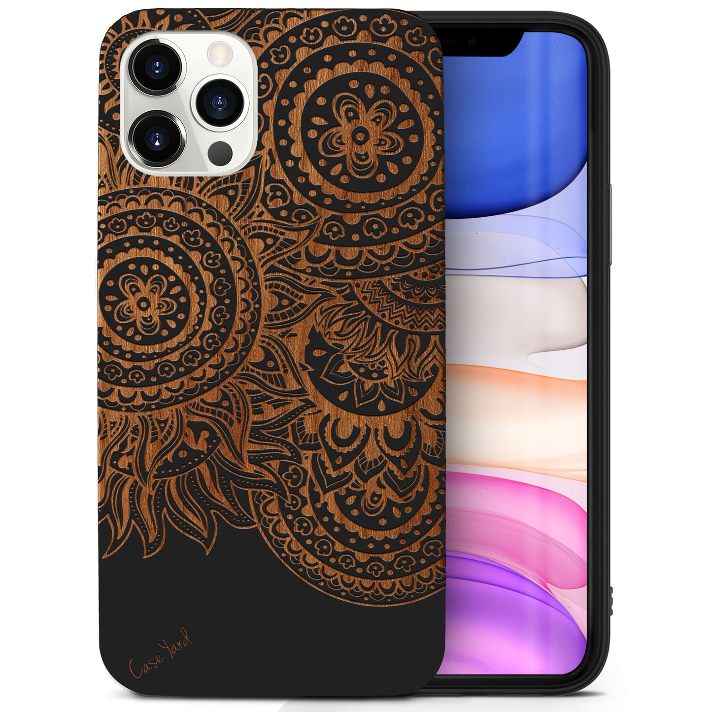 Geo Henna Wooden Laser Engraved Phone Case