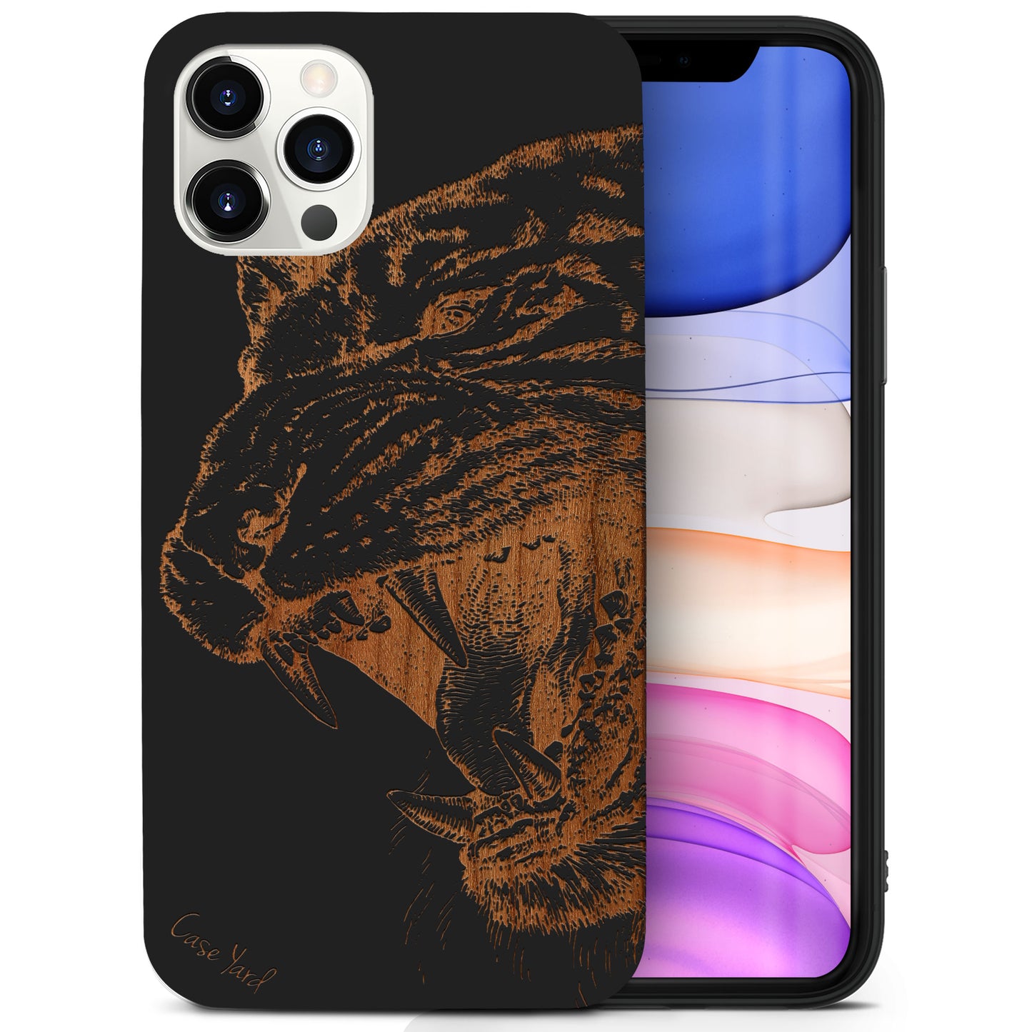 Roaring Tiger Wooden Laser Engraved Phone Case