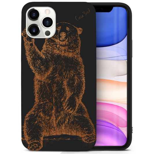 Wooden Cell Phone Case Cover, Laser Engraved case for iPhone & Samsung phone Grizzly Bear Design