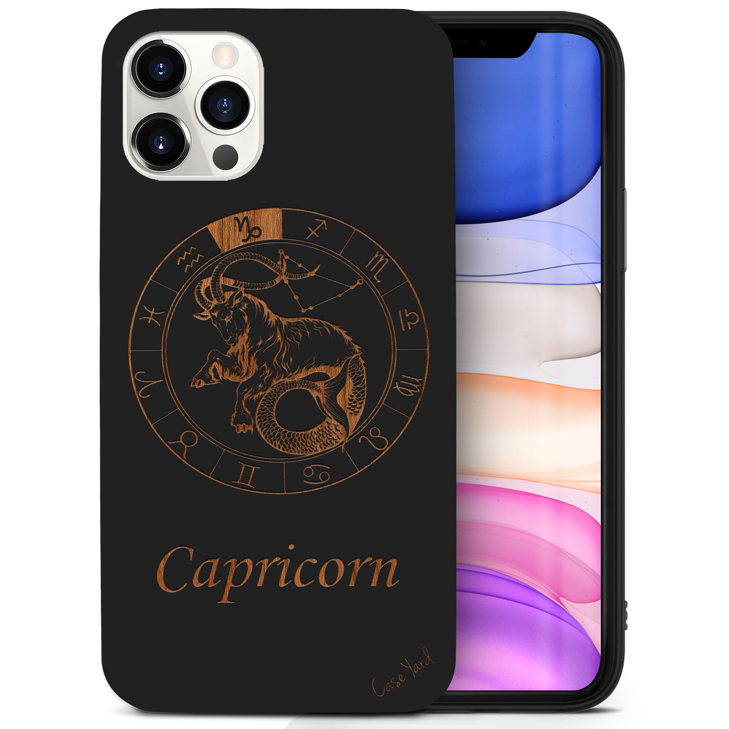 Wooden Cell Phone Case Cover, Laser Engraved case for iPhone & Samsung phone Capricorn Sign Design