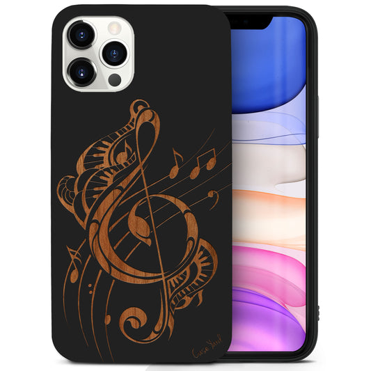 Wooden Cell Phone Case Cover, Laser Engraved case for iPhone & Samsung phone Tribal Music Note Design