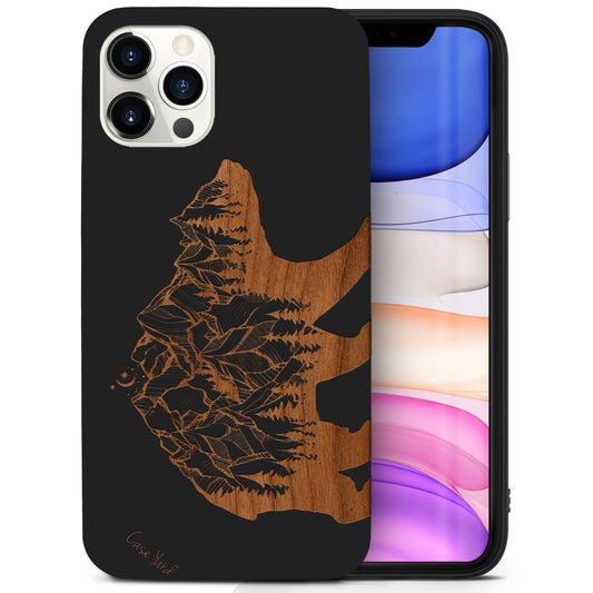 Wooden Cell Phone Case Cover, Laser Engraved case for iPhone & Samsung phone Forest Bear Design