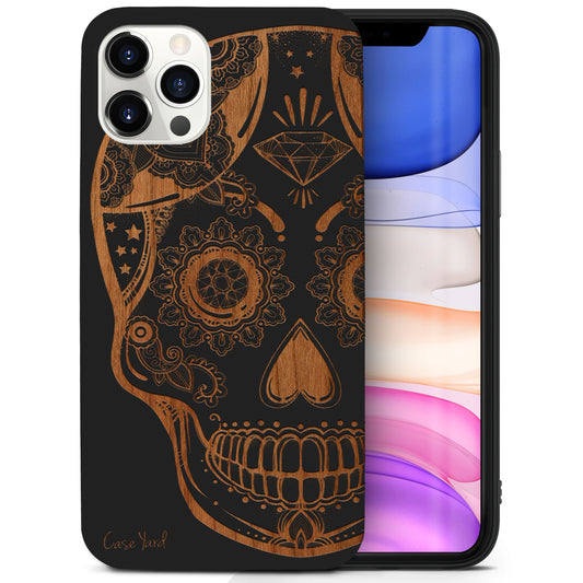 Wooden Cell Phone Case Cover, Laser Engraved case for iPhone & Samsung phone Ice Skull Design