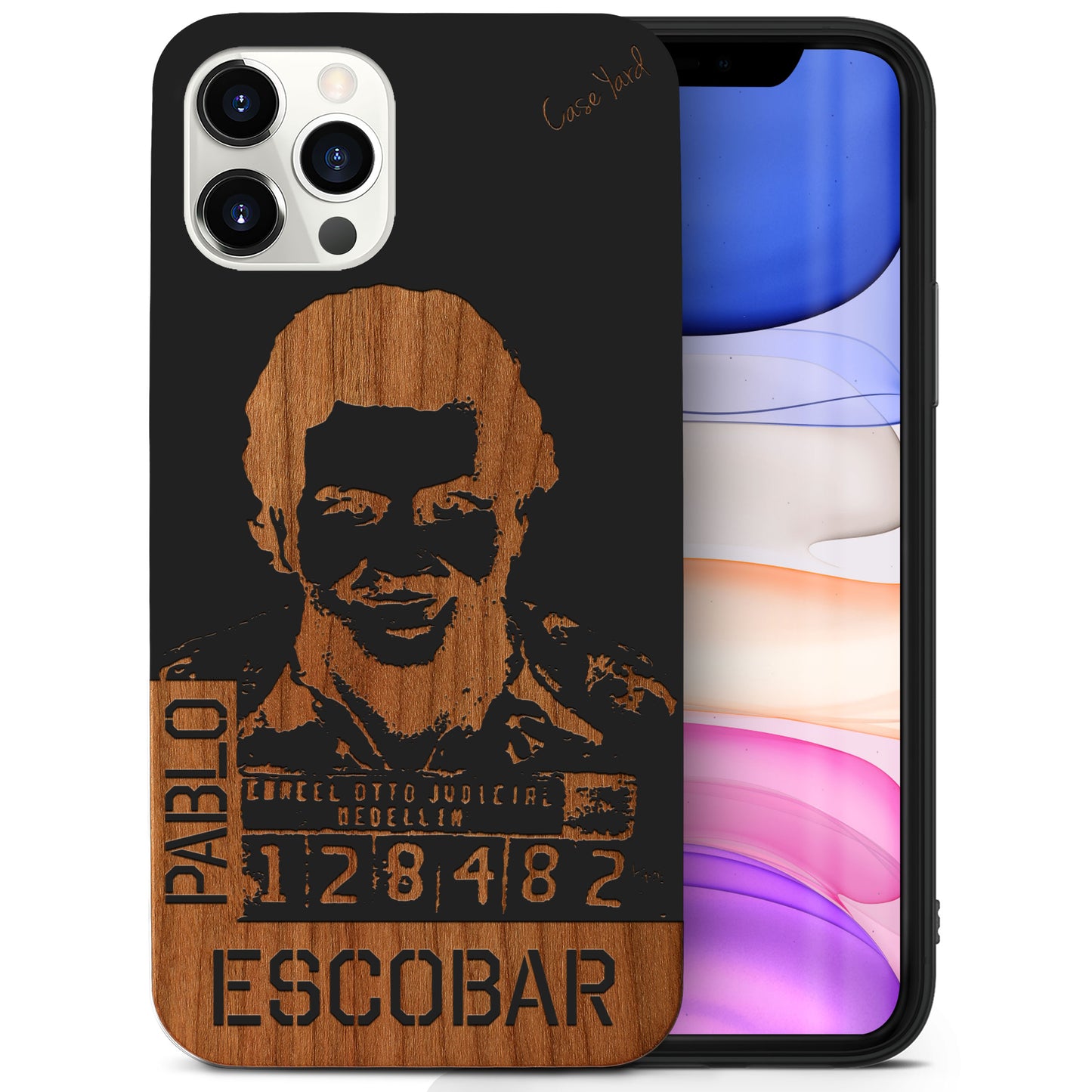 Wooden Cell Phone Case Cover, Laser Engraved case for iPhone & Samsung phone Pablo Escobar Mugshot Design