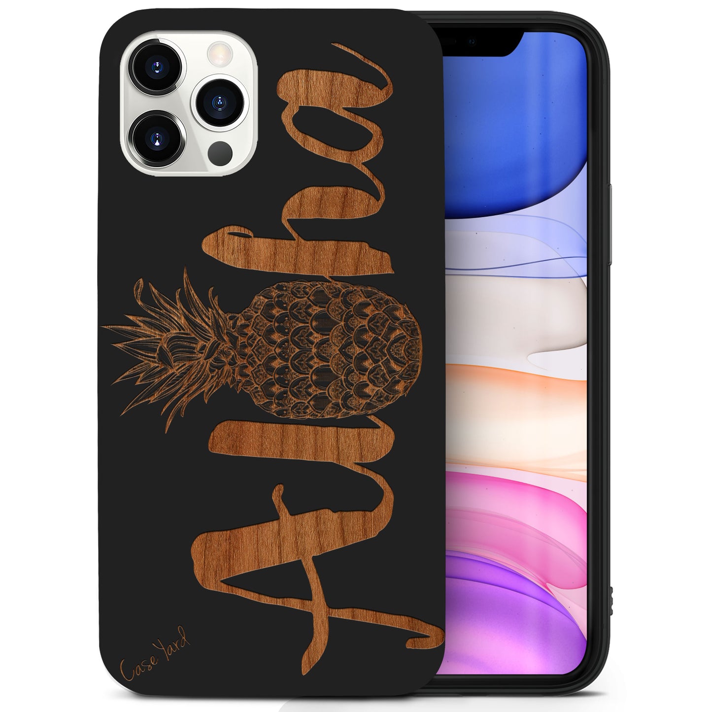 Wooden Cell Phone Case Cover, Laser Engraved case for iPhone & Samsung phone Aloha Pineapple Design