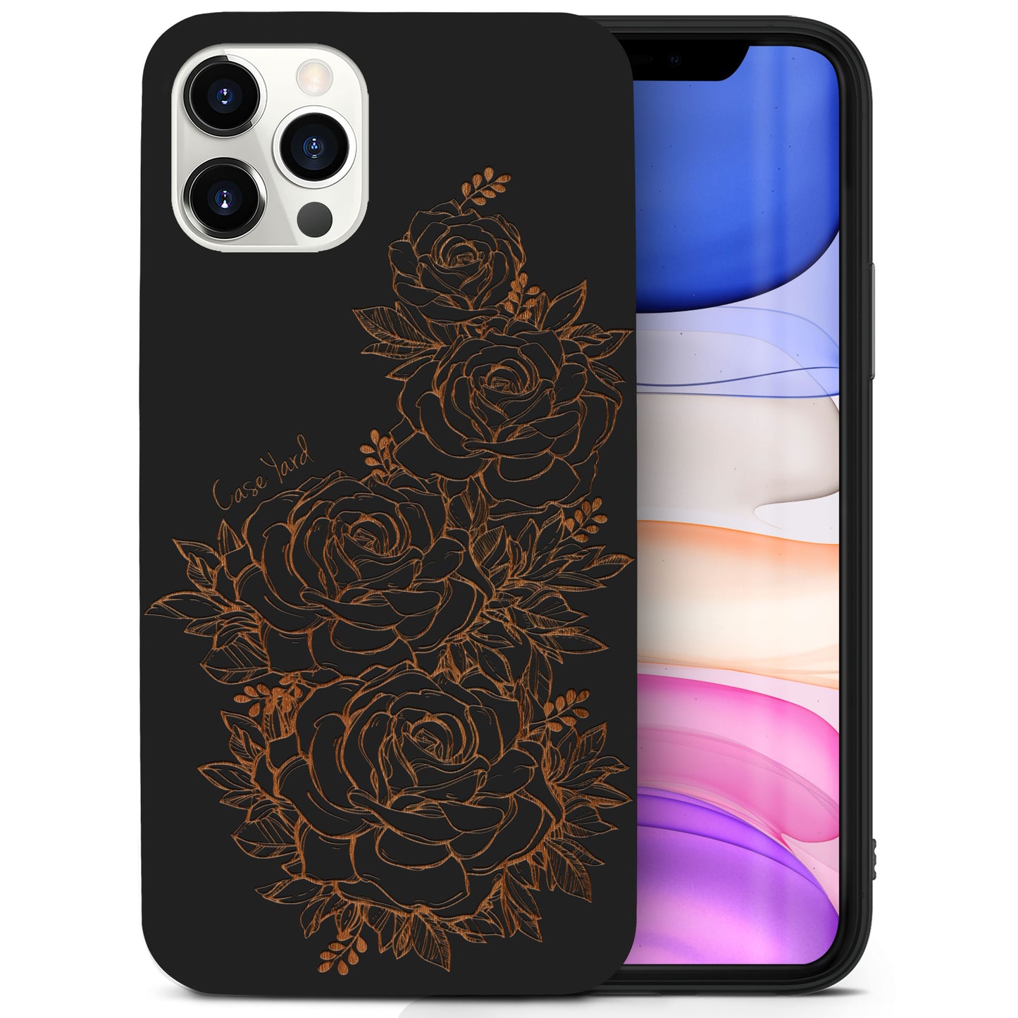 Wooden Cell Phone Case Cover, Laser Engraved case for iPhone & Samsung phone Victorian Roses Design
