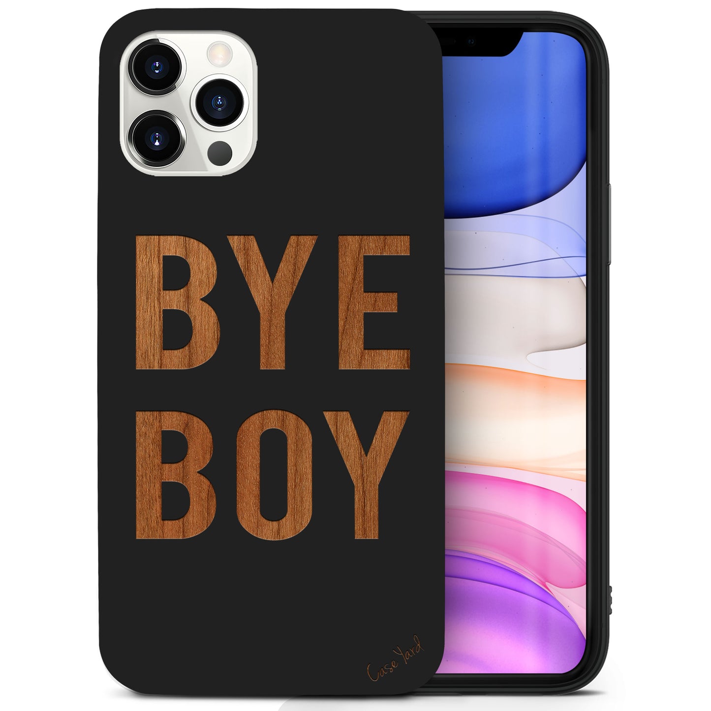 Wooden Cell Phone Case Cover, Laser Engraved case for iPhone & Samsung phone Bye Boy Design
