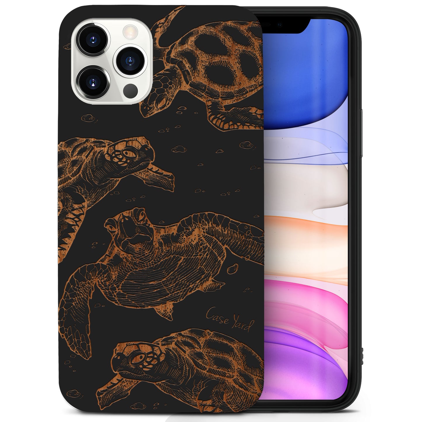 Wooden Cell Phone Case Cover, Laser Engraved case for iPhone & Samsung phone Tortugas Design
