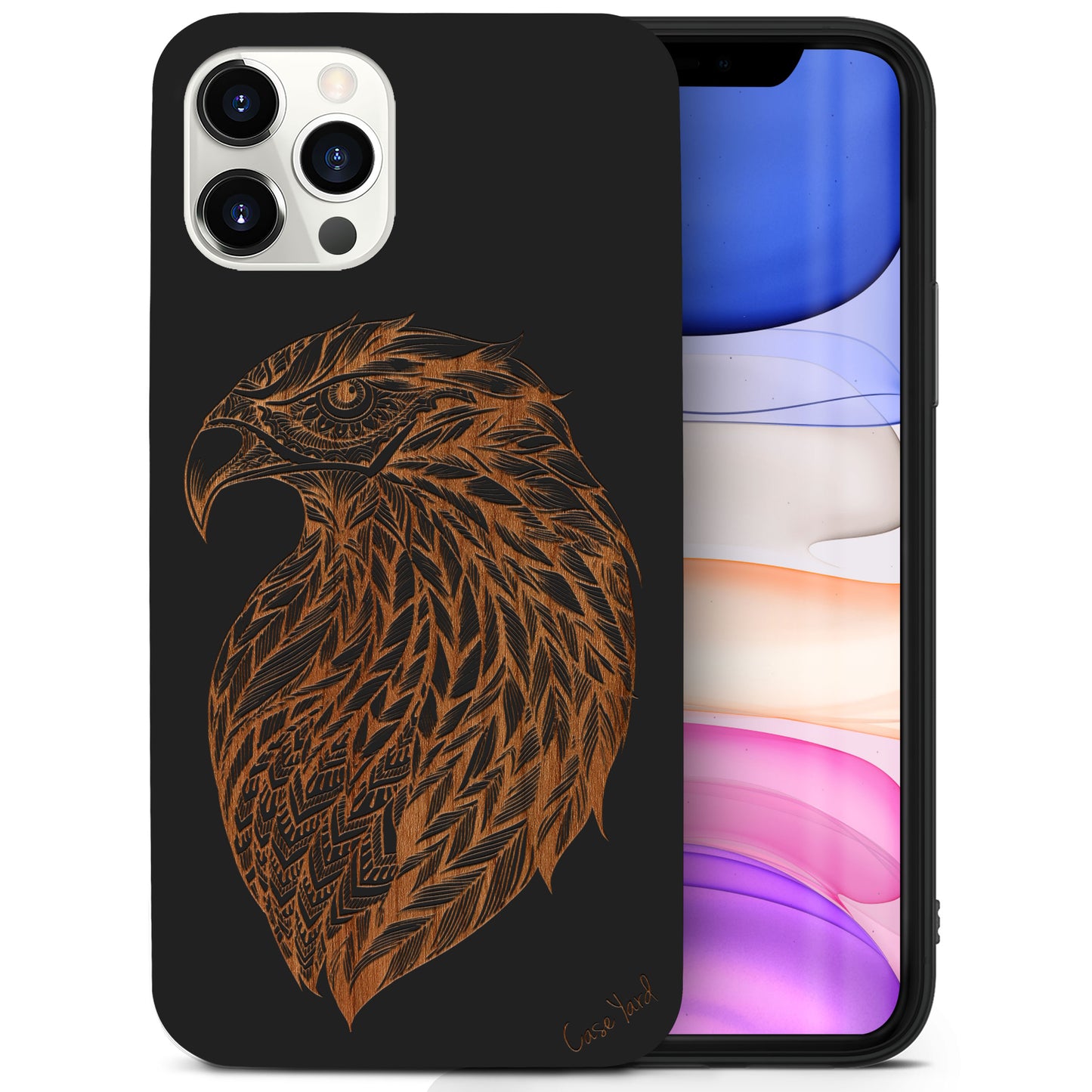 Wooden Cell Phone Case Cover, Laser Engraved case for iPhone & Samsung phone Eagle Sketch Design