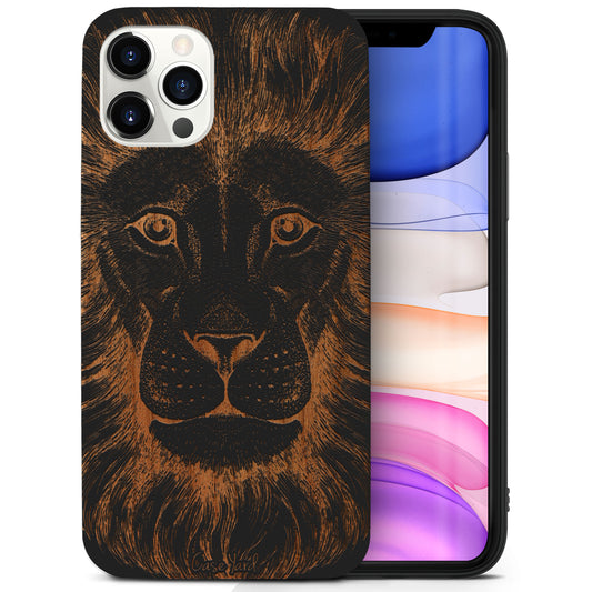 Wooden Cell Phone Case Cover, Laser Engraved case for iPhone & Samsung phone Great Lion Design