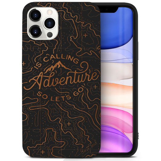 Wooden Cell Phone Case Cover, Laser Engraved case for iPhone & Samsung phone Adventure Design