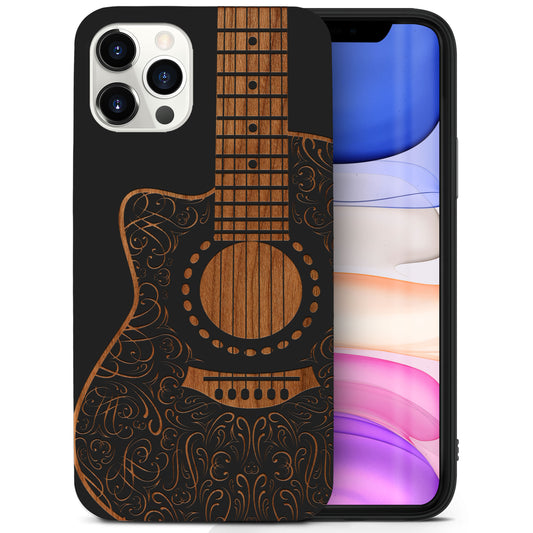 Electro Guitar Wooden Laser Engraved Phone Case