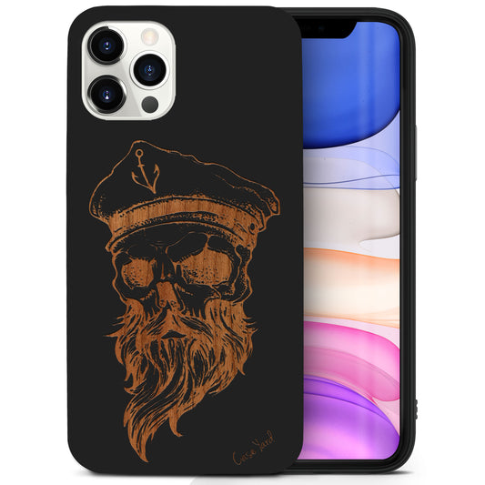 Sailor Skull Wooden Laser Engraved Phone Case