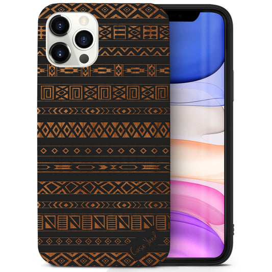 Wooden Cell Phone Case Cover, Laser Engraved case for iPhone & Samsung phone Aztec Pattern Design