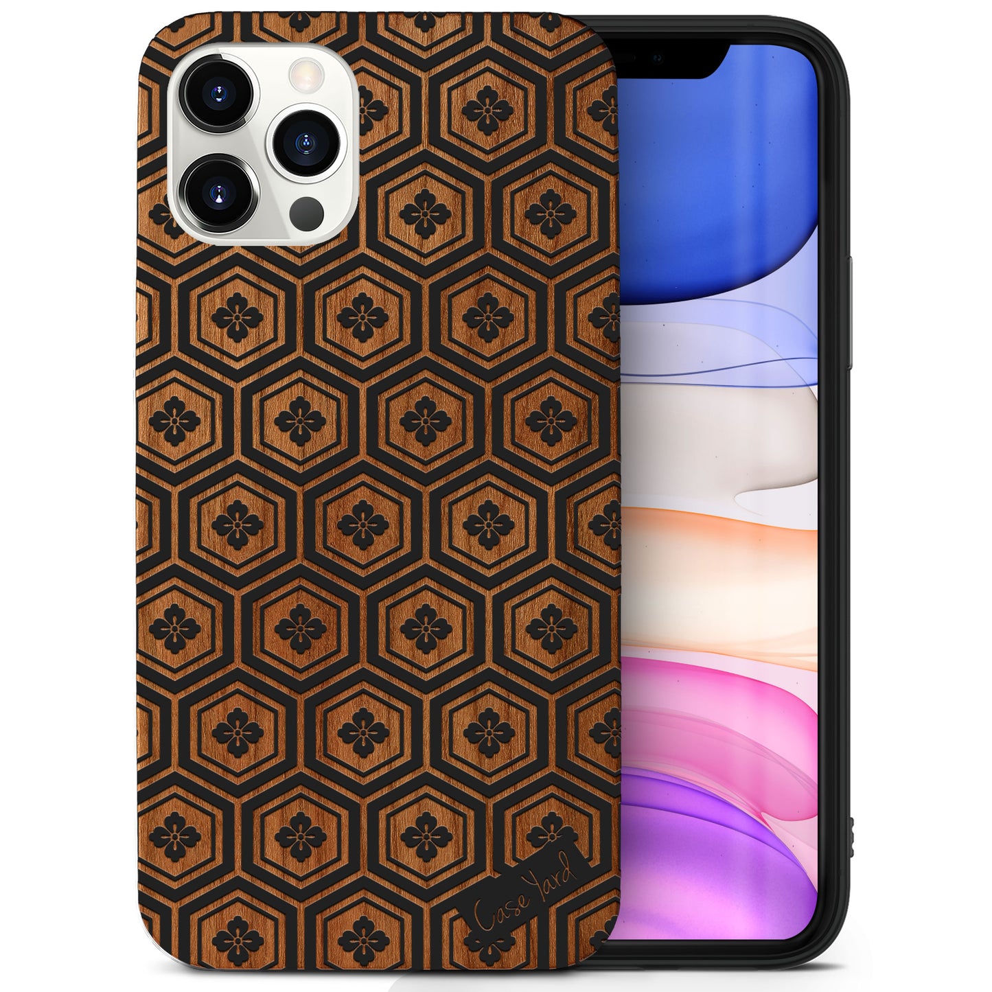 Wooden Cell Phone Case Cover, Laser Engraved case for iPhone & Samsung phone Japanese Pattern Design