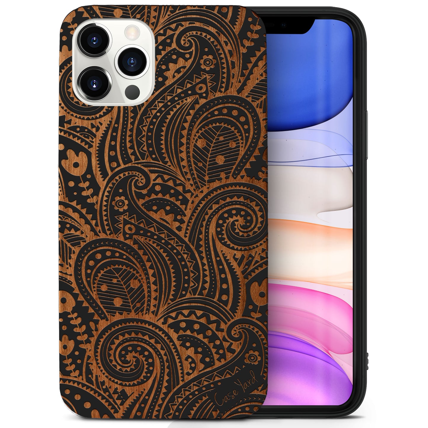 Paisley Wooden Laser Engraved Phone Case