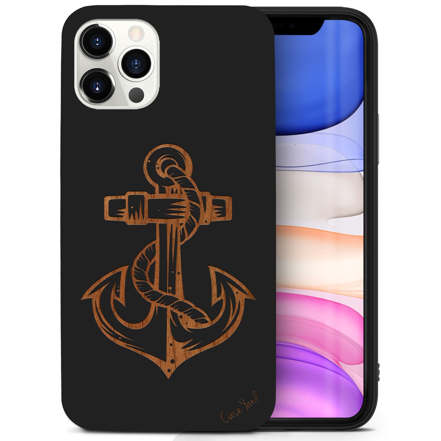 Anchor Wooden Laser Engraved Phone Case